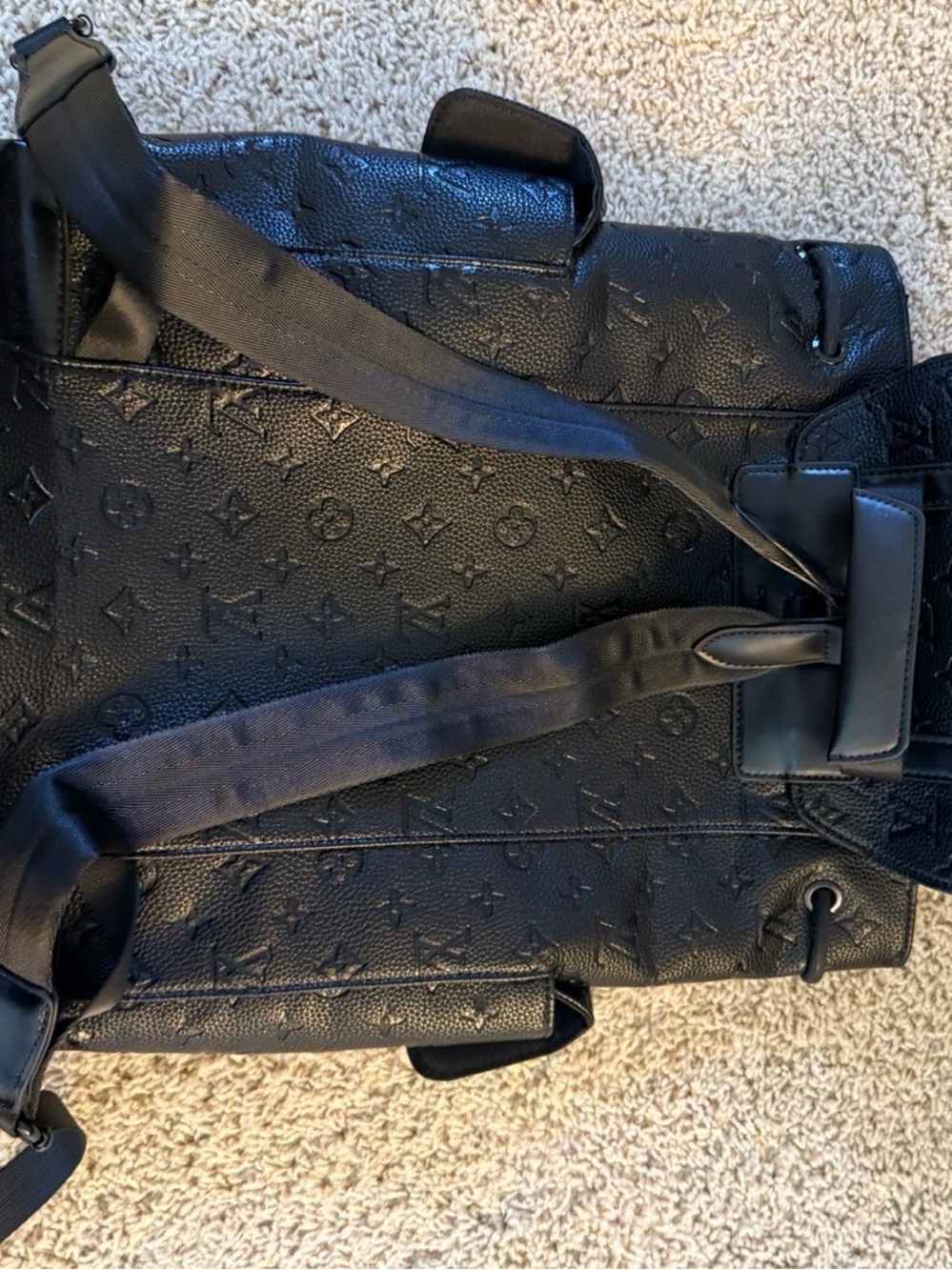 Louis Vuitton Black Embossed Monogram Drawstring Backpack - Picture 2 of 6